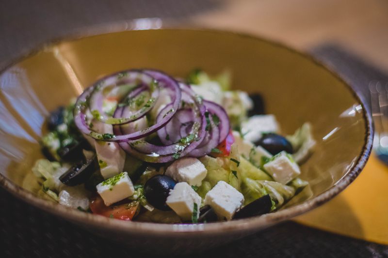 Mediterranean salad with feta and olives